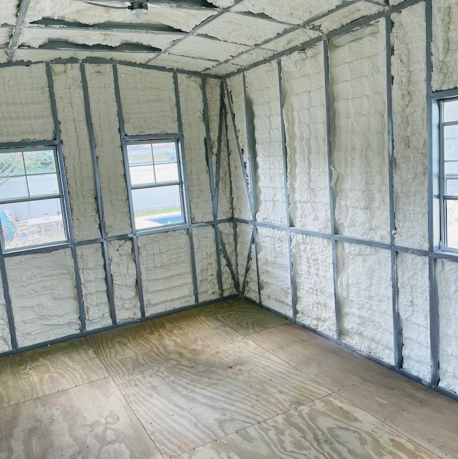 Closed-cell spray foam insulation applied to wall cavities in a residential project in Marysville